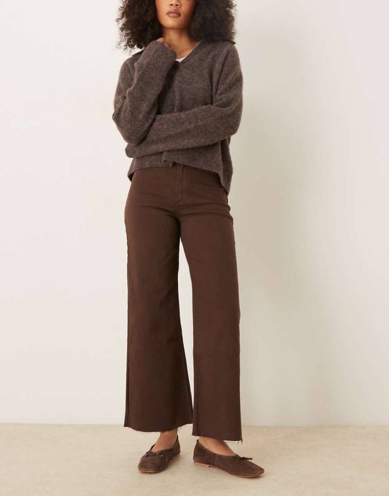 Mango - Catherin - Straight-Leg-Jeans aus Baumwollmix in Braun mit Fransensaum-Brown von Mango
