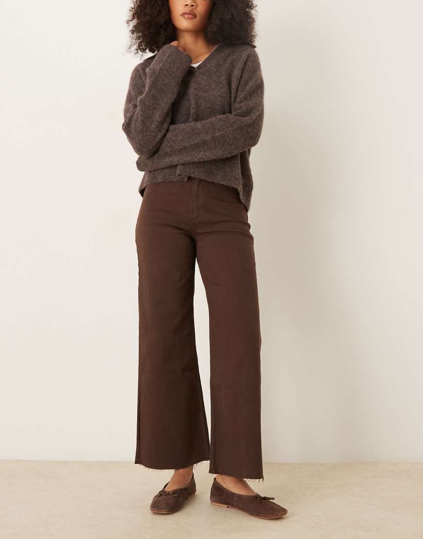 Mango - Catherin - Straight-Leg-Jeans aus Baumwollmix in Braun mit Fransensaum-Brown von Mango