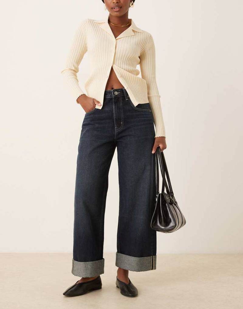 Mango - Celia - Straight Jeans aus 100% Baumwolle in Indigoblau mit Umschlag von Mango