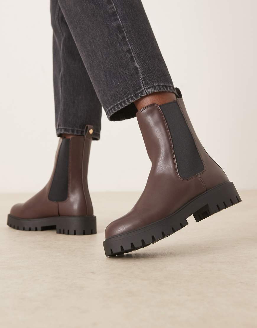 Mango - Chelsea-Stiefel in Dunkelbraun mit dicker Sohle-Brown von Mango