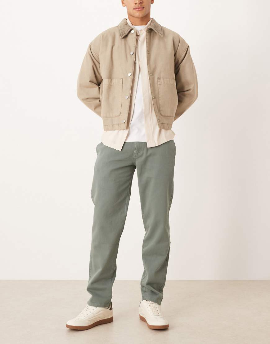 Mango - Chet - Jeans aus Baumwolle in Salbeigrün mit geradem Schnitt von Mango