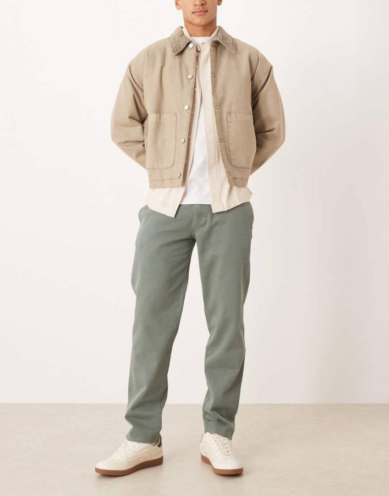 Mango - Chet - Jeans aus Baumwolle in Salbeigrün mit geradem Schnitt von Mango