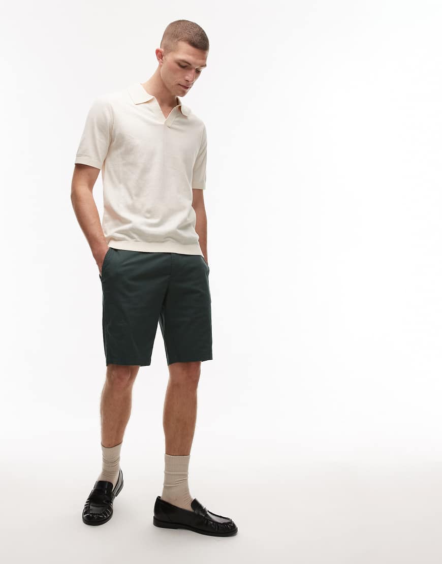 Mango - Chino-Shorts aus Leinenmix in Grün von Mango