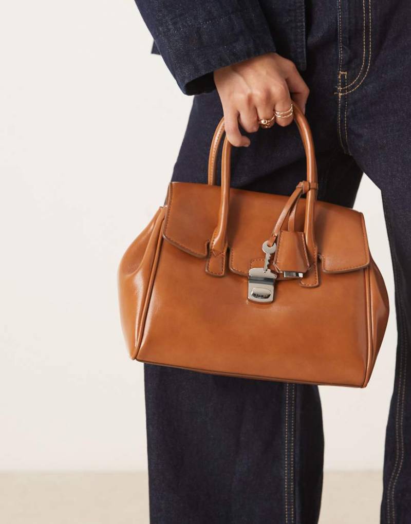 Mango - City-Tasche in Dunkelbraun mit Schnallendetail in Braun-Brown von Mango