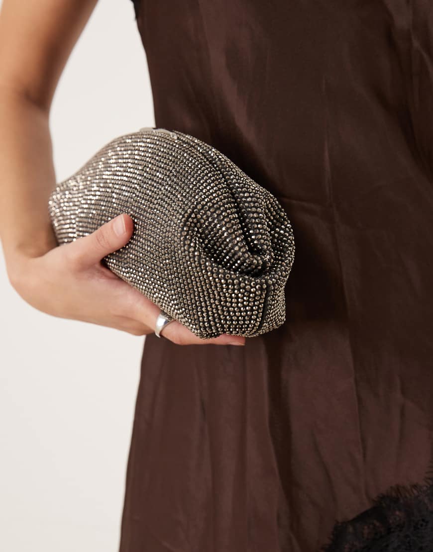 Mango - Clutch mit Strass in Silber von Mango