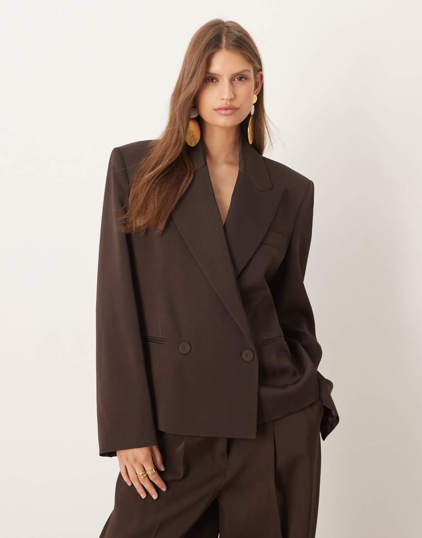 Mango - Cris Capsule - Eleganter, kurzer Blazer aus Wollmix in Braun, Kombiteil-Brown von Mango