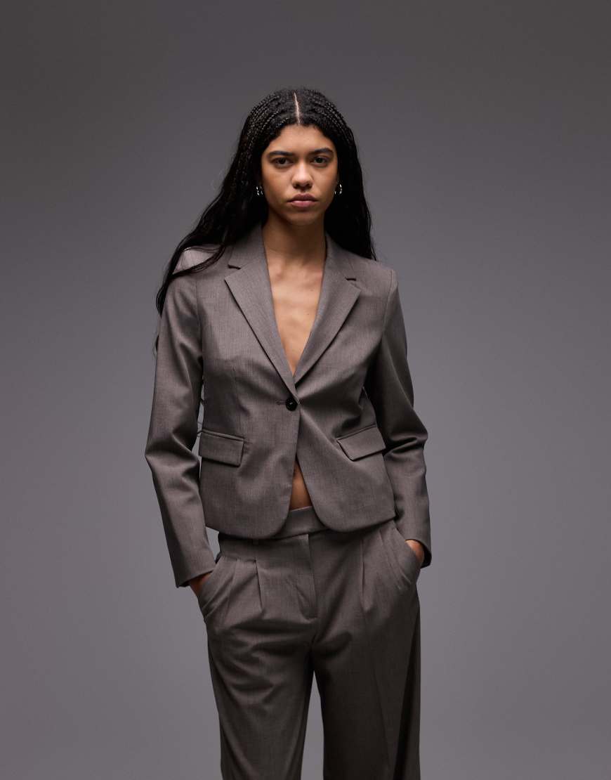 Mango - Cropped Blazer in Braun, Kombiteil von Mango