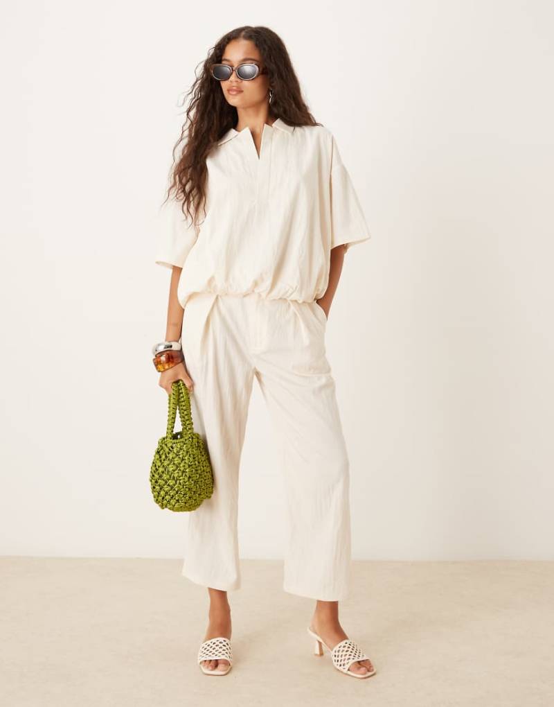 Mango - Cropped-Hose in Hellgelb mit elastischem Bund, Kombiteil von Mango