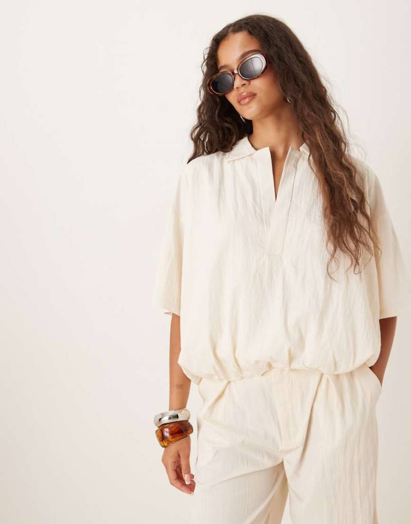 Mango - Cropped-Oberteil in Hellgelb mit elastischem Bund, Kombiteil 37 von Mango