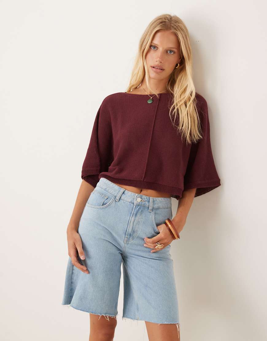 Mango - Cropped Strickoberteil in Dunkelrot Mango - Cropped Strickoberteil in Dunkelrot von Mango