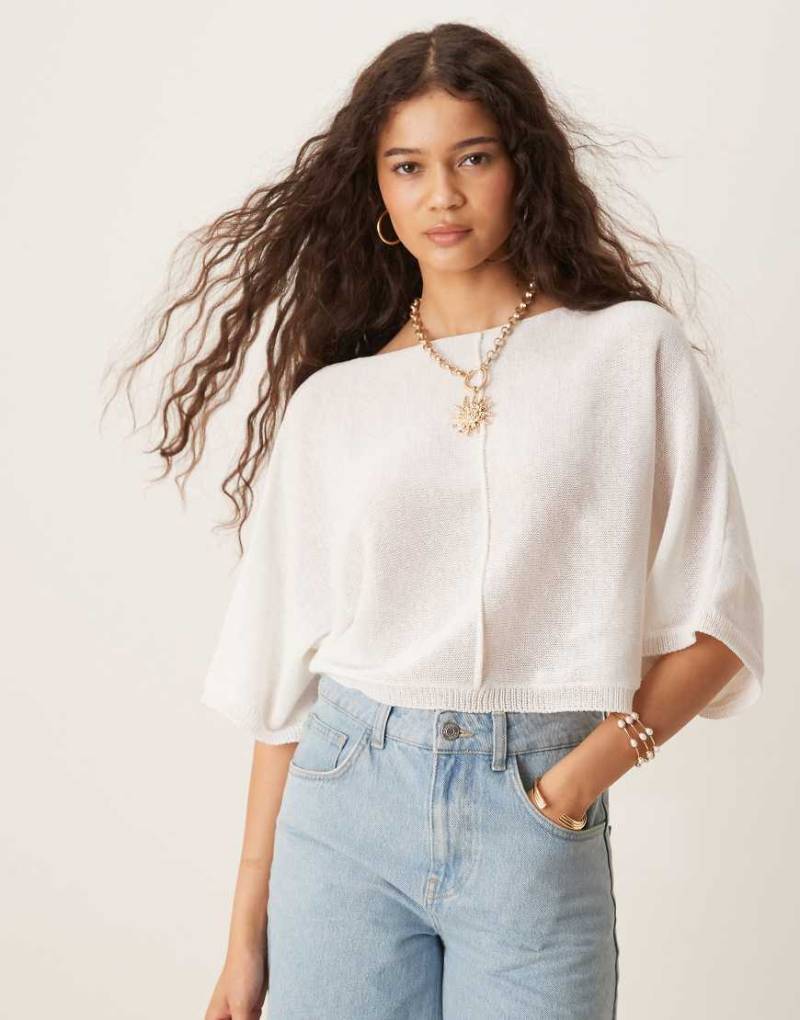 Mango - Cropped-Strickoberteil in Weiß von Mango