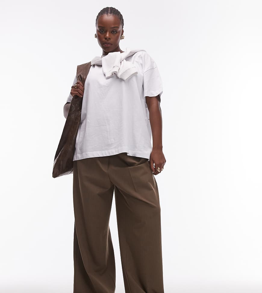 Mango Curve - Locker geschnittene Hose in Braun mit elastischem Tunnelzug-Bund von Mango