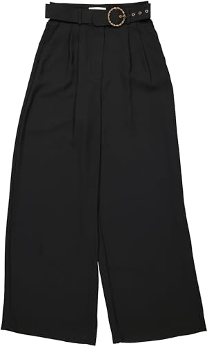 Mango Damen Hose weites Bein mit Gürtel 'Smart', schwarz (DE/NL/SE/PL, Numerisch, 38, Regular, Regular, schwarz) von Mango