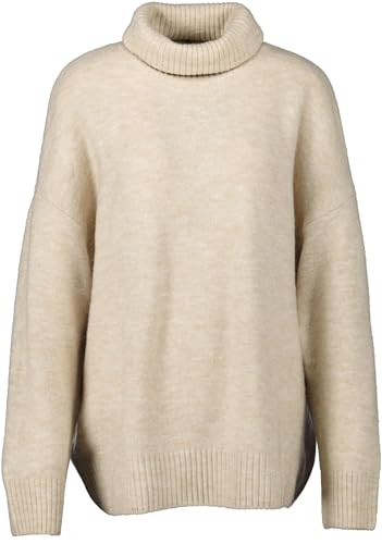 Mango Damen Rollkragenpullover beige meliert Gr. M von Mango