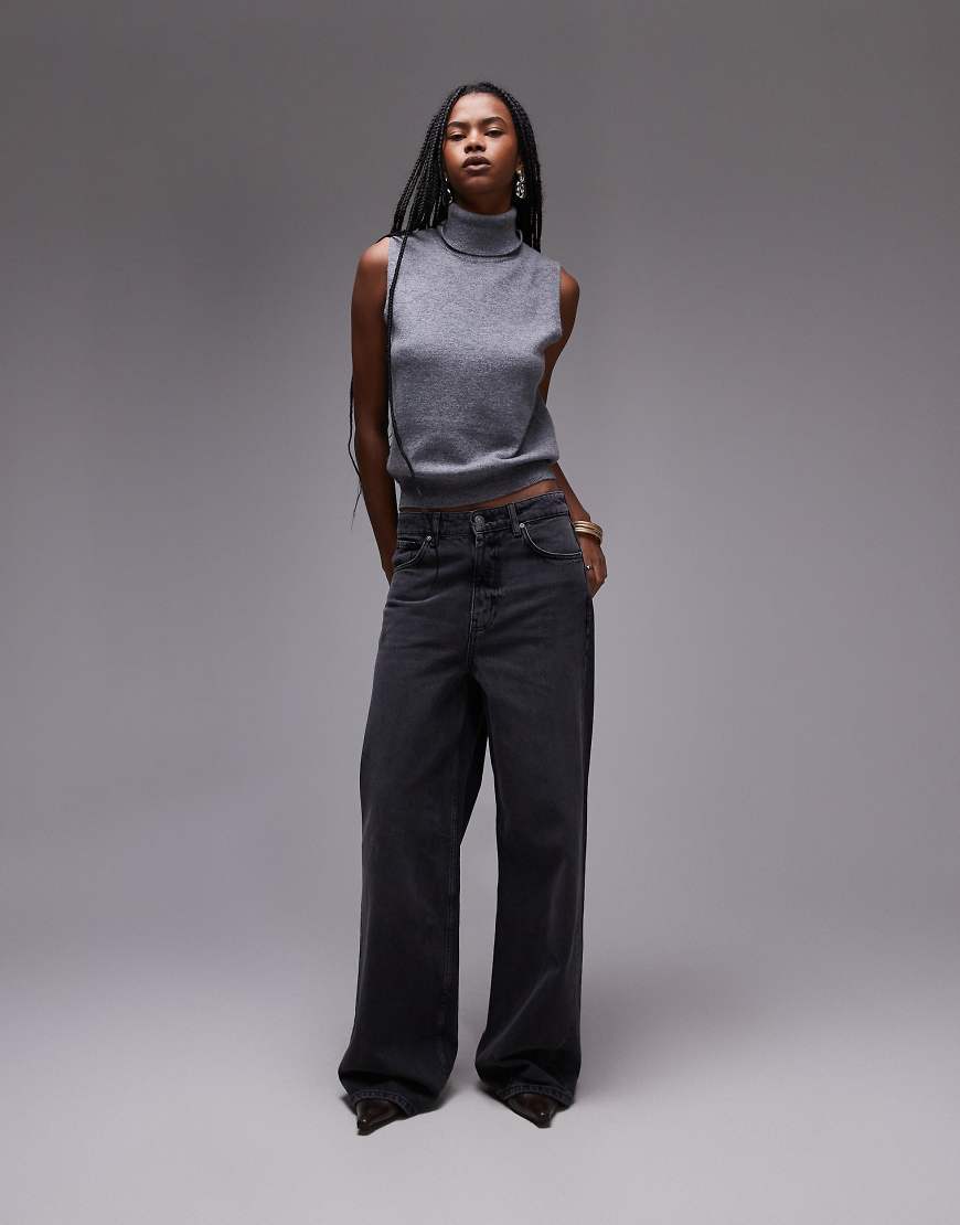 Mango - Danielle - Gerade geschnittene Longline-Jeans in verwaschenem Schwarz von Mango