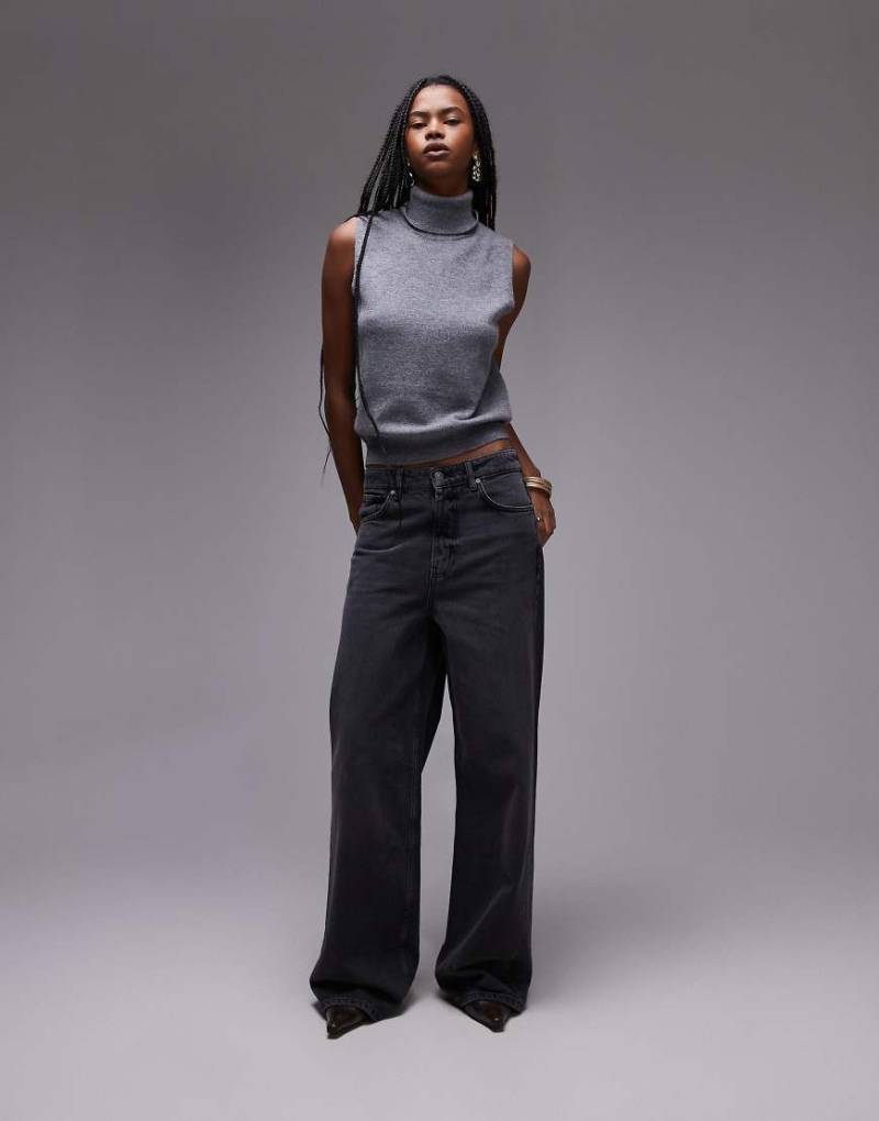 Mango - Danielle - Gerade geschnittene Longline-Jeans in verwaschenem Schwarz von Mango