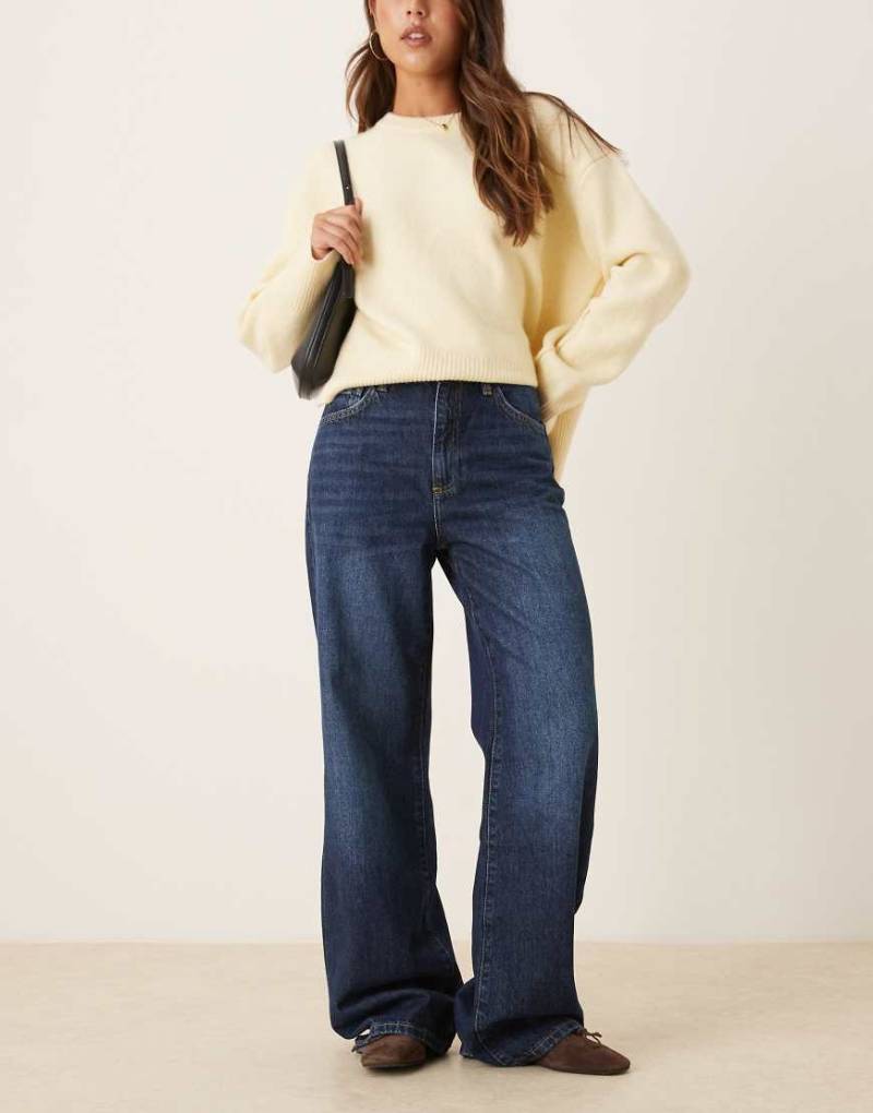 Mango - Danila - Jeans aus 100% Baumwolle in Dunkelblau mit weitem Bein von Mango