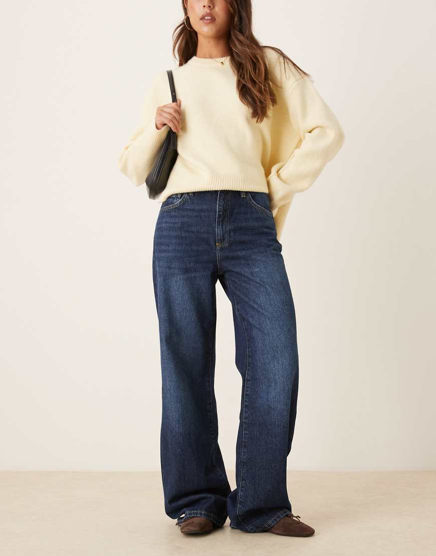 Mango - Danila - Jeans aus 100% Baumwolle in Dunkelblau mit weitem Bein von Mango