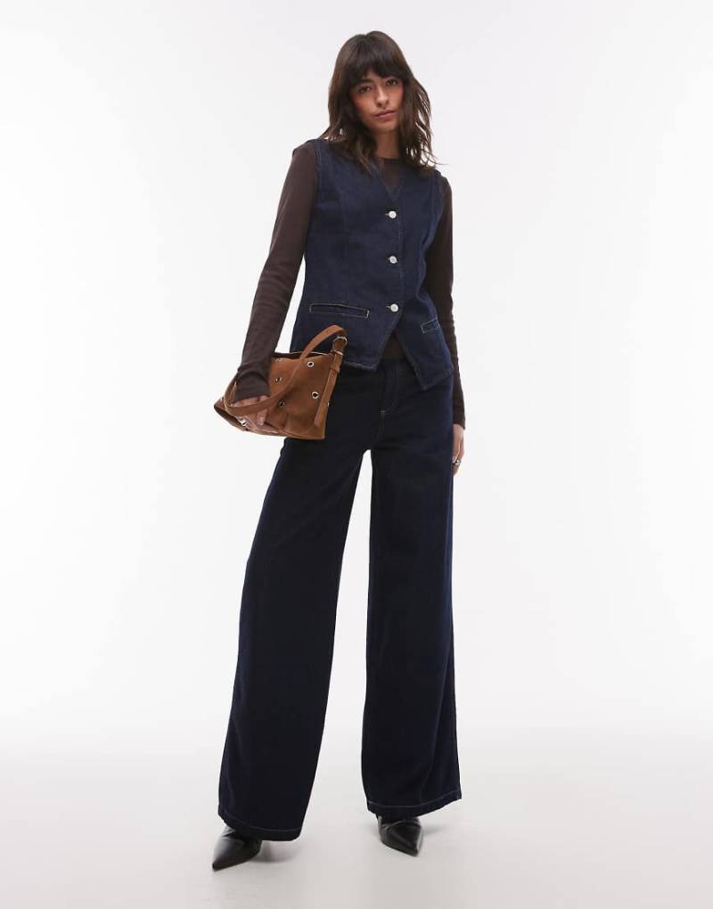 Mango - Louise - Denim-Jeans in dunkelblauer Waschung, Kombiteil von Mango