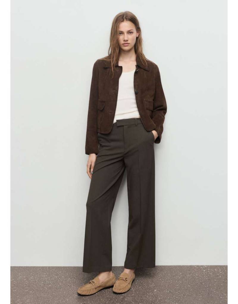 Mango - Elegante, gerade geschnittene Hose in Khaki mit Bundfalten-Grün Mango - Elegante, gerade geschnittene Hose in Khaki mit Bundfalten-Grün von Mango