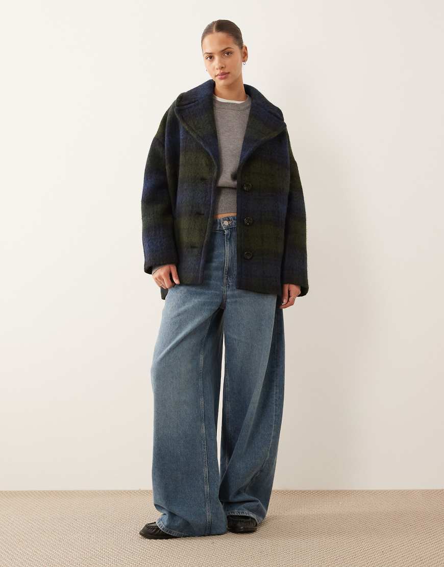 Mango - Elegante Jacke in Blau und Grün kariert-Marineblau von Mango