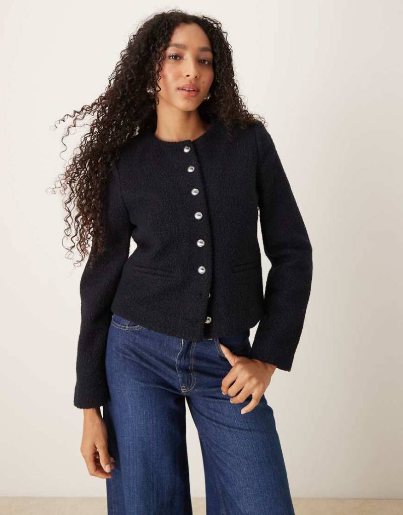 Mango - Elegante Jacke aus Bouclé in Marineblau von Mango