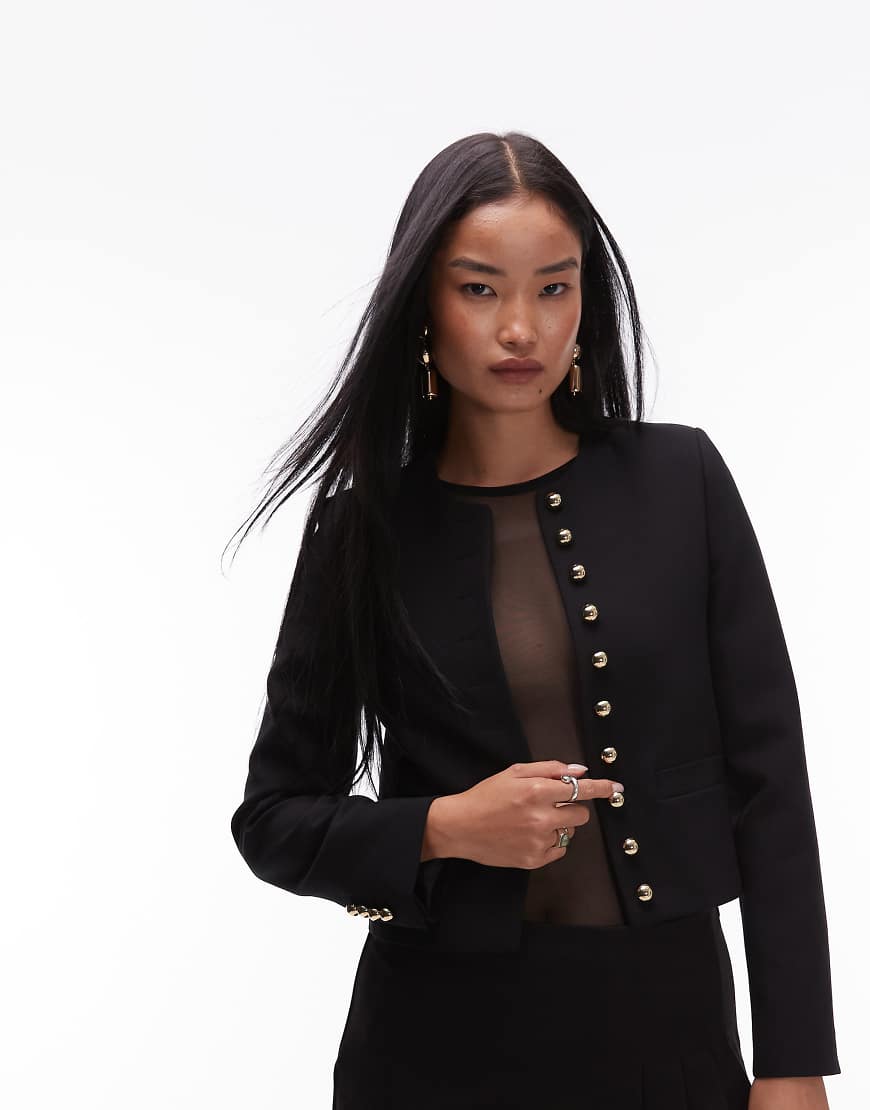 Mango - Elegante Jacke mit goldfarbenen Knöpfen in Schwarz von Mango