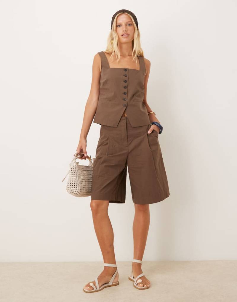 Mango - Elegante Weste in Braun mit eckigem Ausschnitt, Kombiteil von Mango