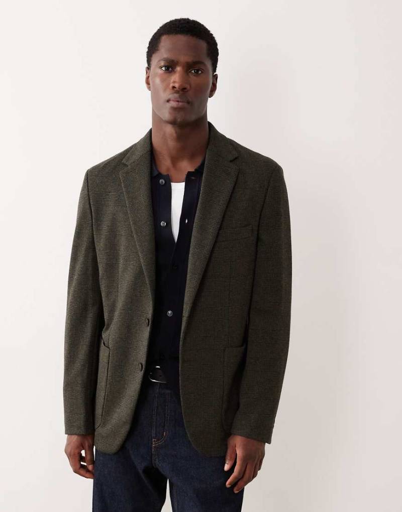 Mango - Eleganter Blazer in kariertem Khaki-Grün von Mango