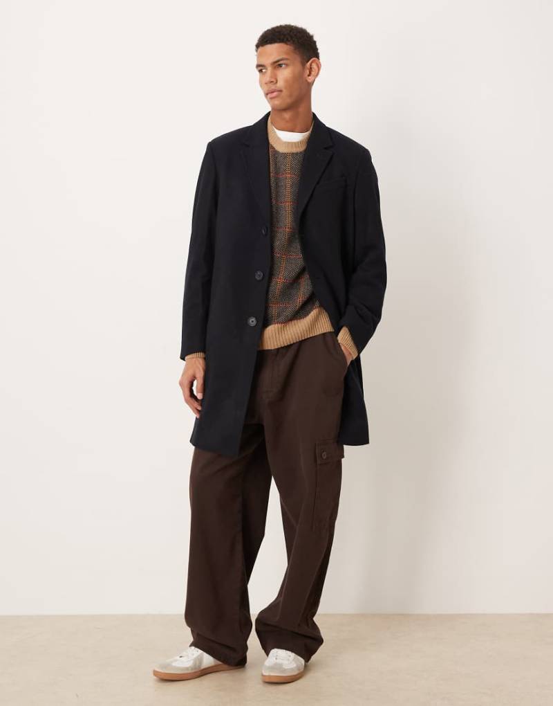 Mango - Eleganter Mantel aus Wollmix in Marineblau von Mango