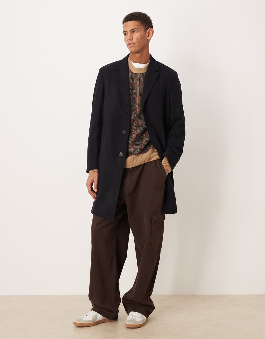 Mango - Eleganter Mantel aus Wollmix in Marineblau von Mango