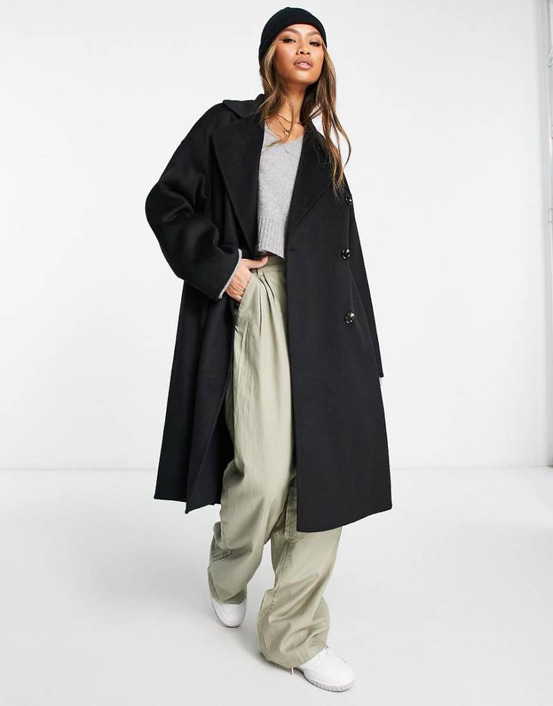 Mango - Eleganter Mantel mit langem Schnitt in Schwarz von Mango