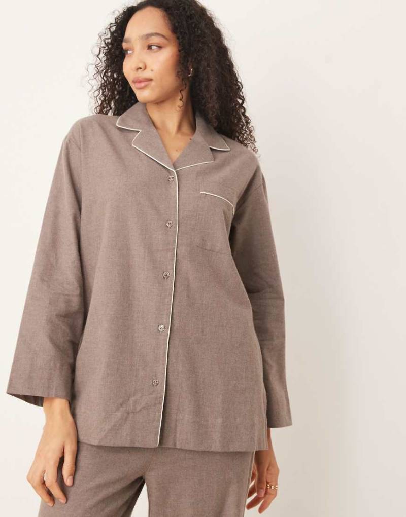 Mango - Flanell-Pyjamahemd aus reiner Baumwolle in Braun-Brown von Mango