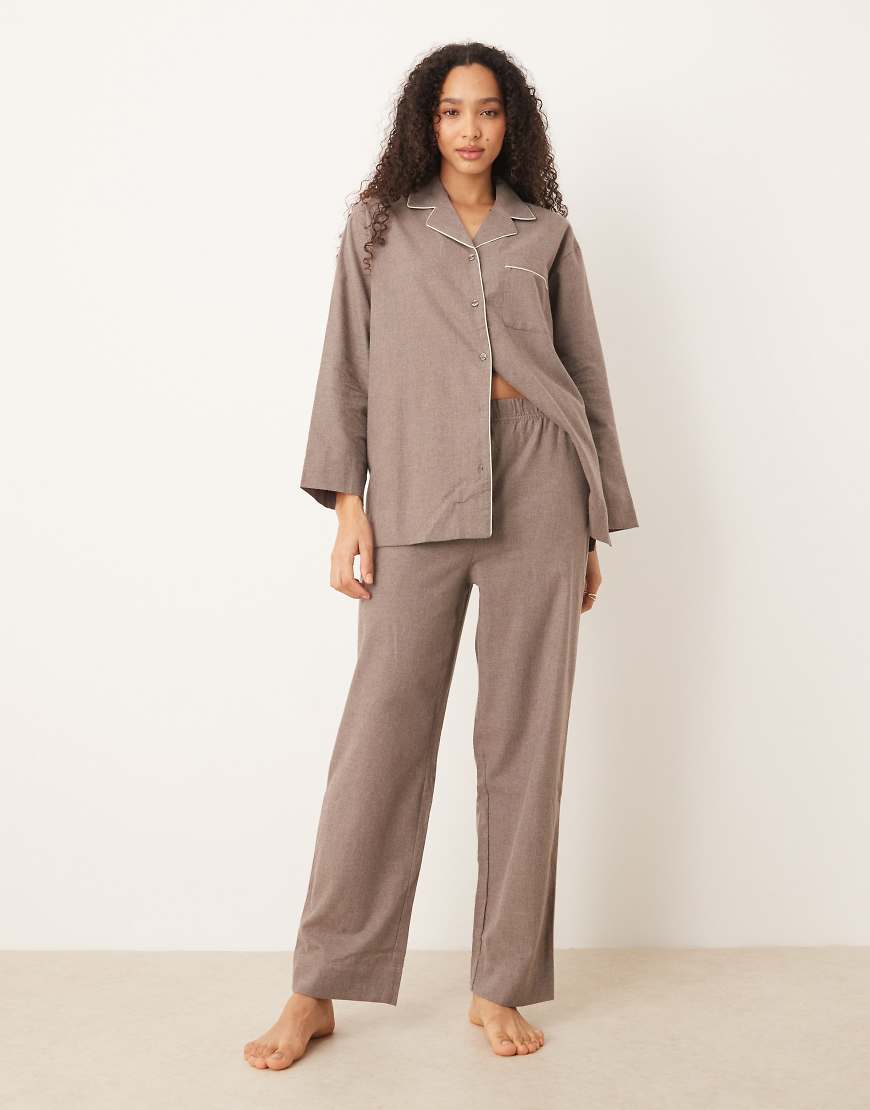 Mango - Flanell-Pyjamahose aus reiner Baumwolle in Braun-Brown von Mango