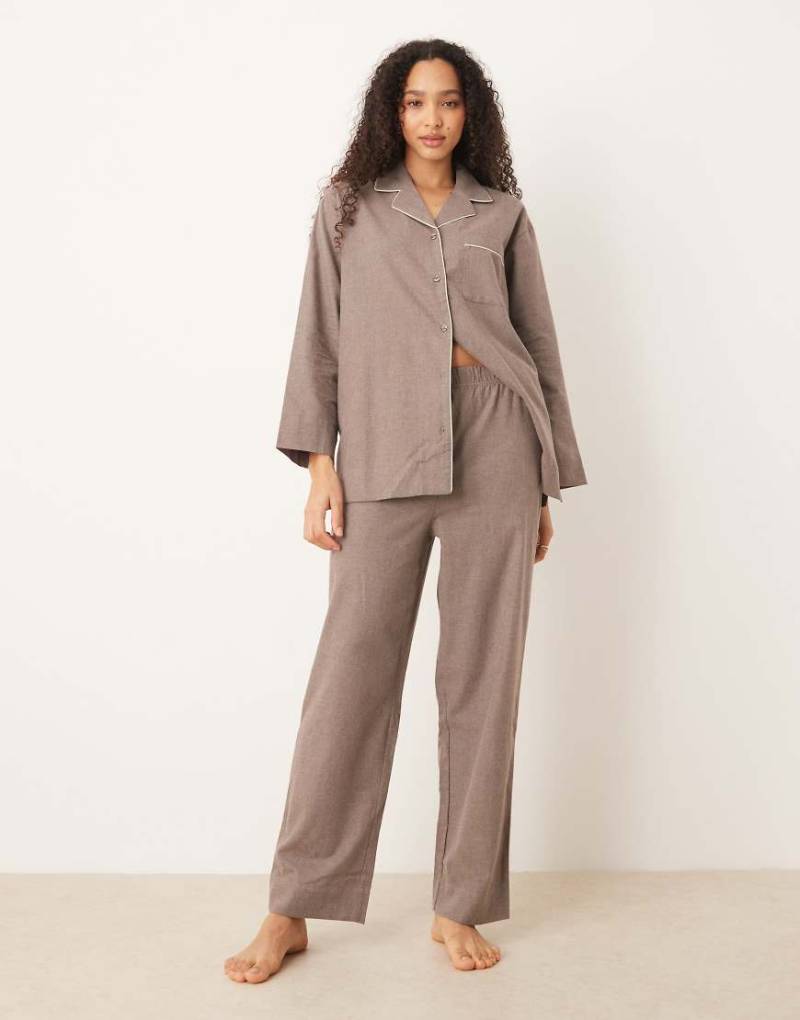 Mango - Flanell-Pyjamahose aus reiner Baumwolle in Braun-Brown von Mango