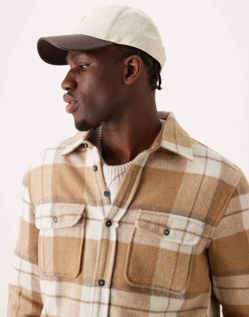 Mango - Flanellhemd in Beige kariert mit regulärer Passform-Neutral von Mango