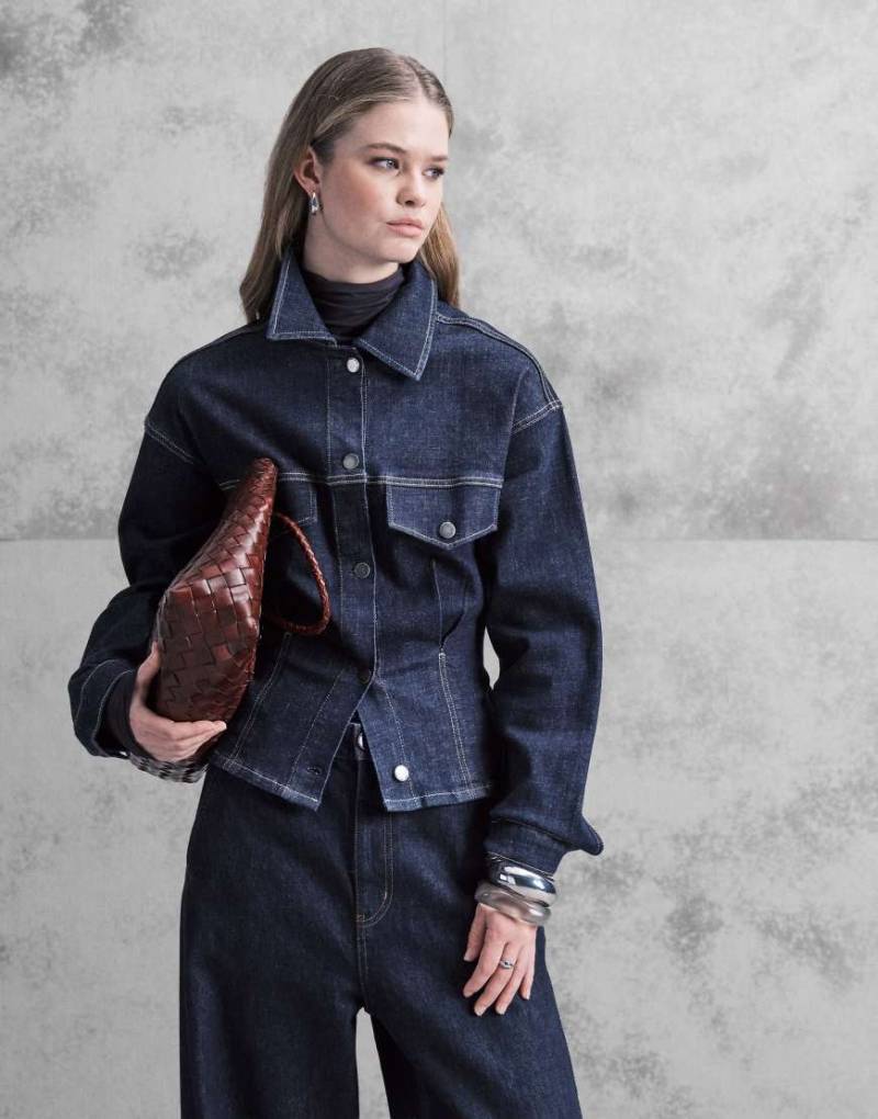 Mango - Flor - Taillierte Jeansjacke 100% Baumwolle in Indigoblau, Kombiteil von Mango