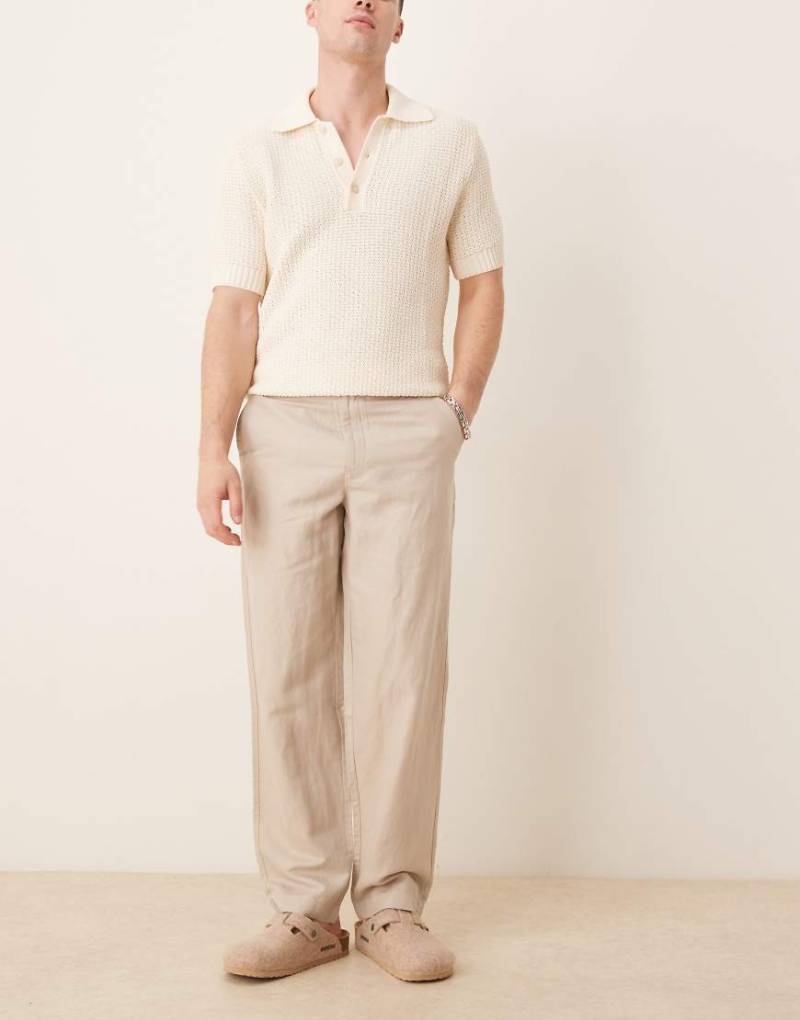 Mango - Fran - Gerade geschnittene Hose in Beige aus Leinenmix-Neutral von Mango