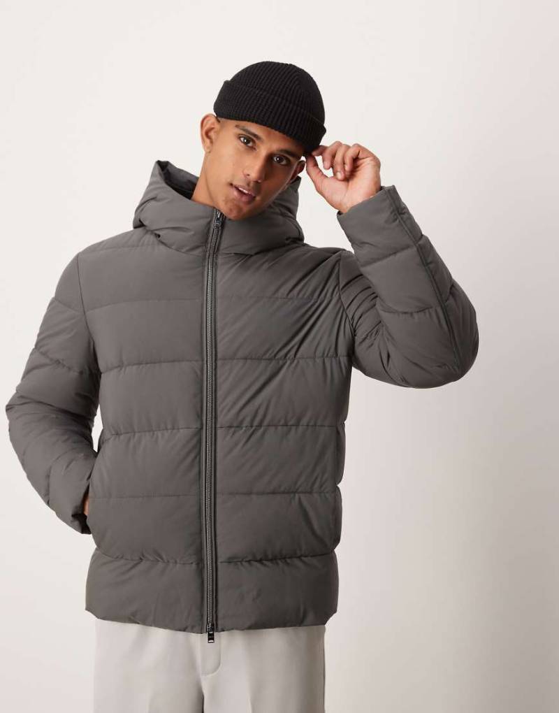 Mango - Funktionale Pufferjacke in Anthrazit mit Kapuze-Grau von Mango