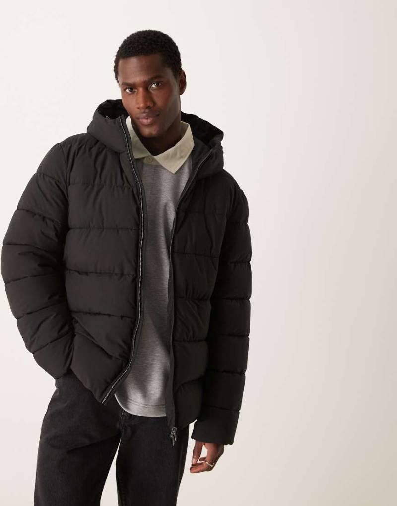 Mango - Funktionale Pufferjacke in Schwarz mit Kapuze von Mango