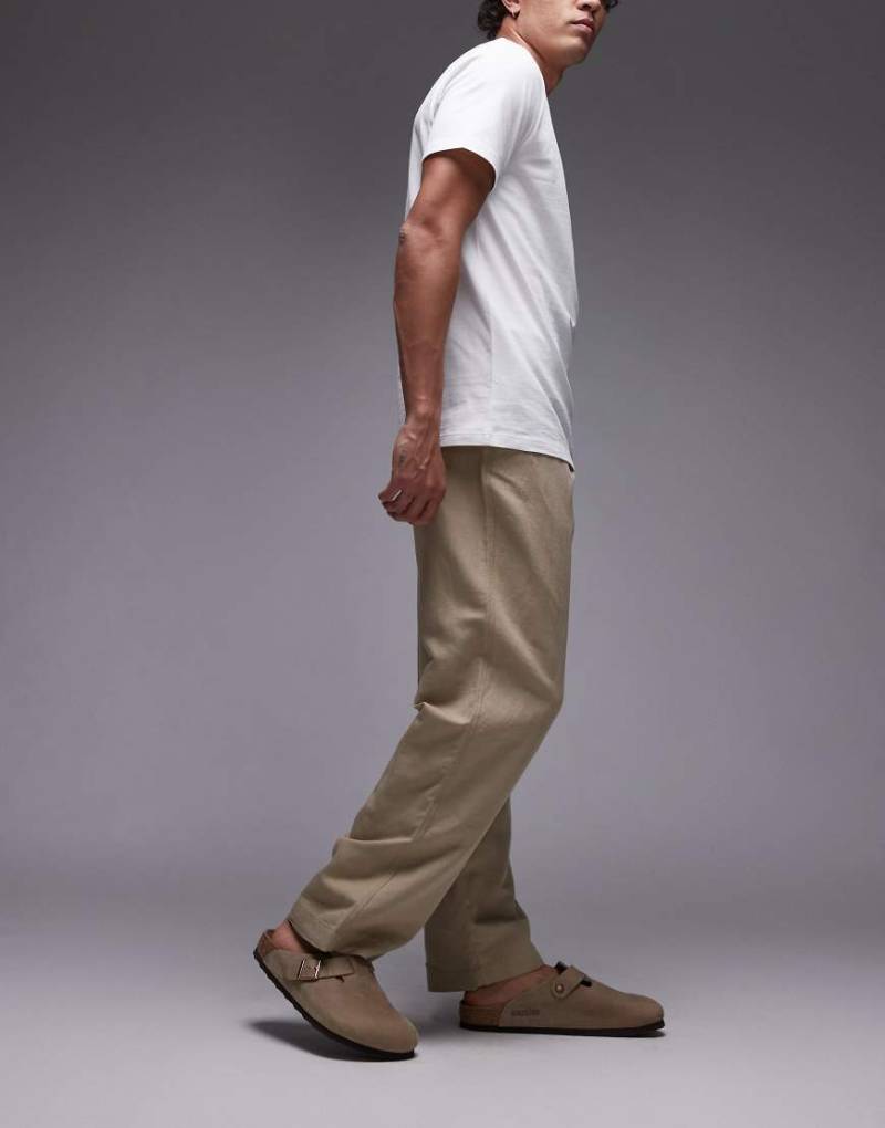 Mango - Gerade geschnittene Hose aus Leinenmix in Beige-Neutral von Mango