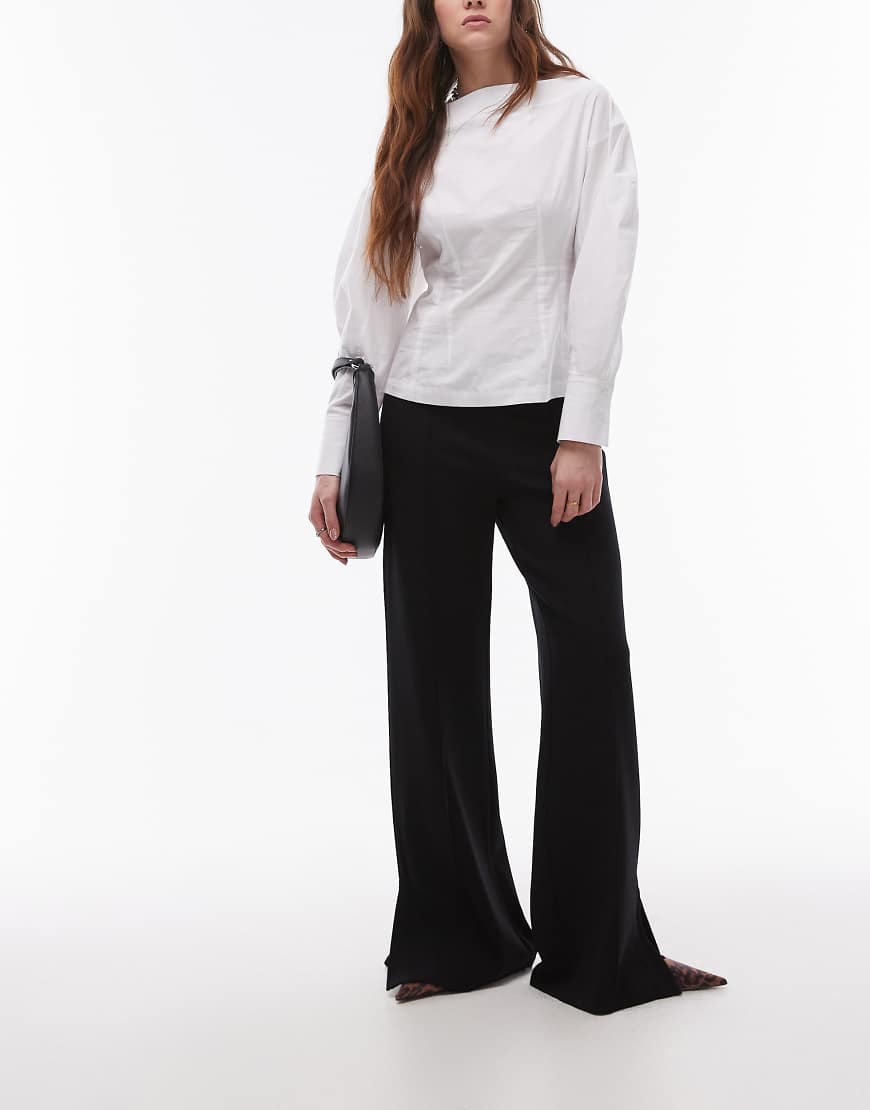 Mango - Gerade geschnittene Jersey-Hose in Schwarz mit Ziernaht vorne von Mango