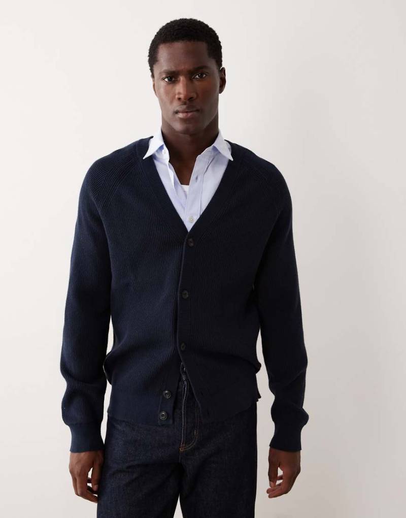Mango - Gerippte Strickjacke in Marineblau von Mango
