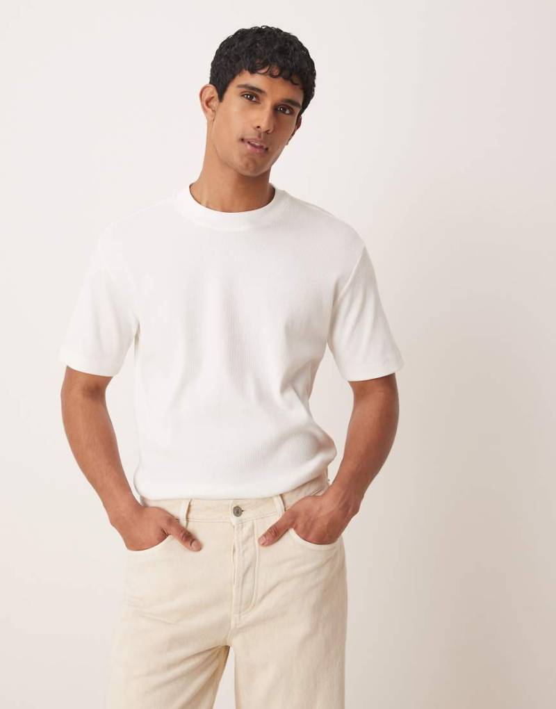 Mango - Geripptes Oversize-T-Shirt in Weiß von Mango