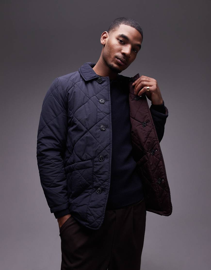 Mango - Gesteppte Wendejacke in Marineblau und Burgunderrot von Mango