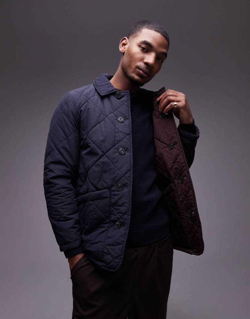 Mango - Gesteppte Wendejacke in Marineblau und Burgunderrot von Mango