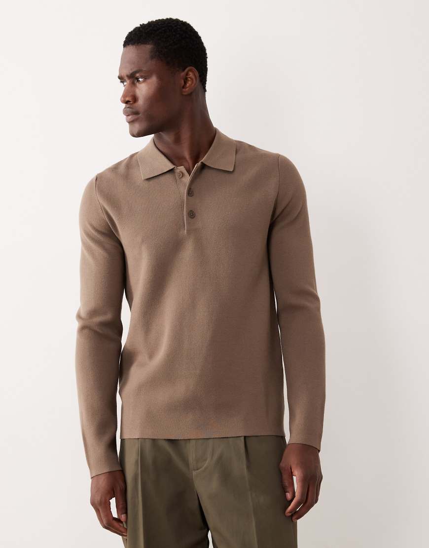 Mango - Gestricktes Polohemd in Braun-Brown von Mango