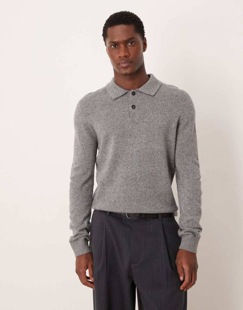 Mango - Gestricktes Polohemd in Grau von Mango