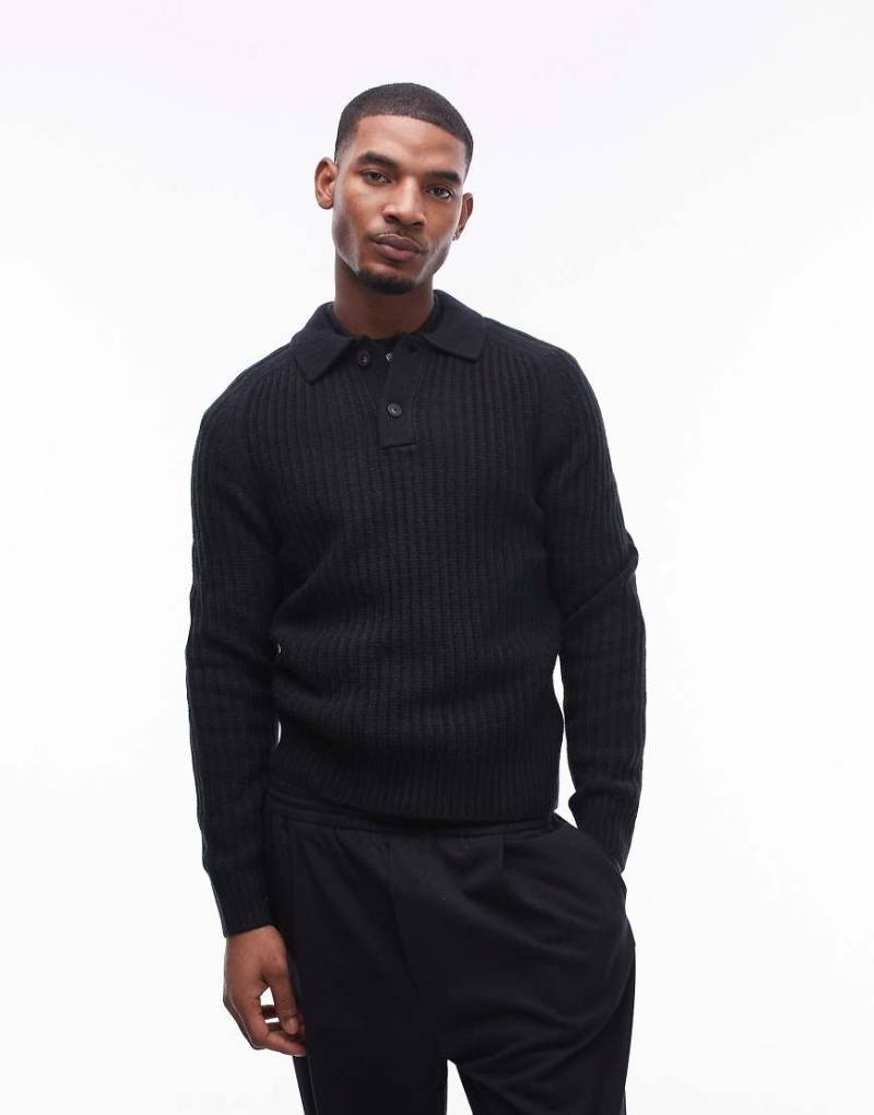 Mango - Gestricktes Polohemd in Schwarz von Mango