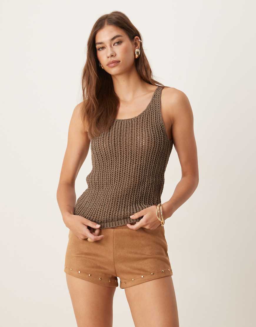 Mango - Gestricktes Trägertop in Braun von Mango